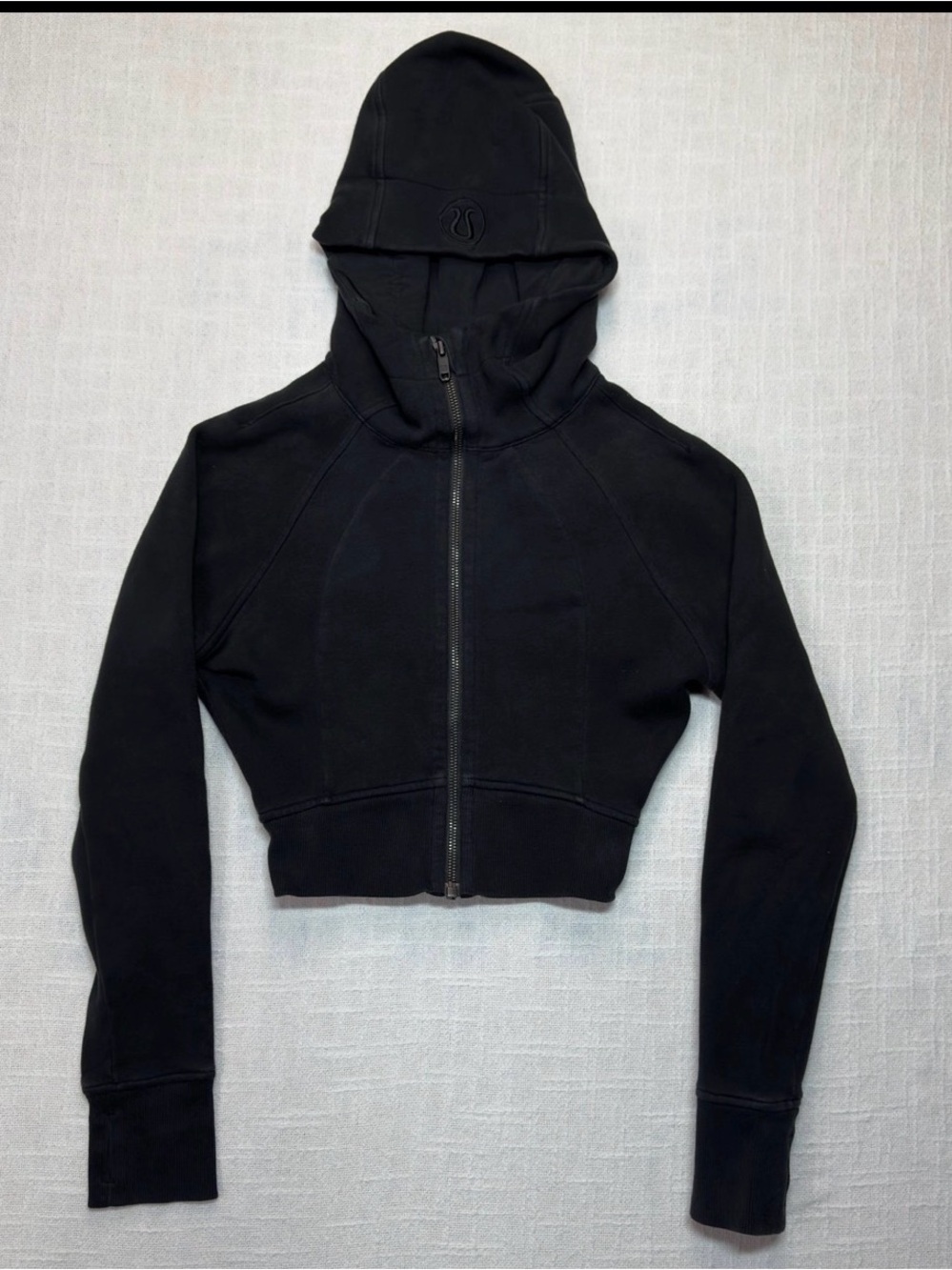 lululemon athletica Black Cropped Hooded Zip-Up Jacket